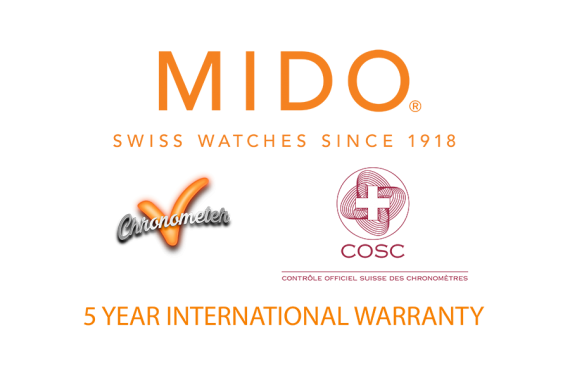 Thương hiệu MIDO tăng thời gian bảo hành quốc tế lên 5 năm cho các mẫu đồng hồ Chronometer.